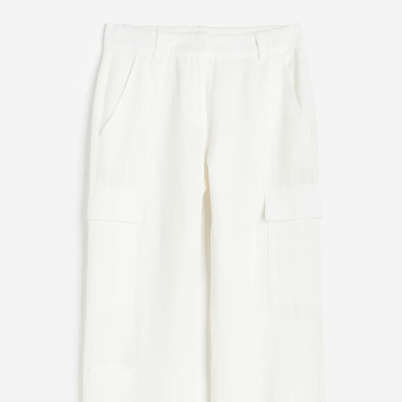 Linen-blend cargo trousers - Picture 1 of 2